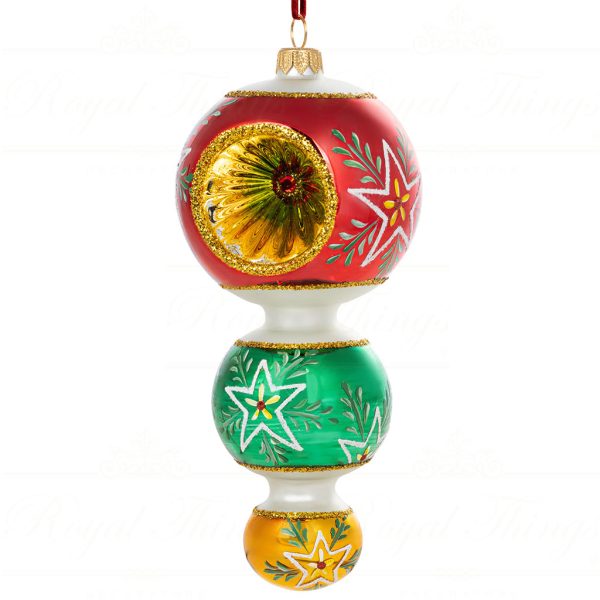 Pga B5004 Polish Glass Art Christmas Ornaments Freeblown Guiding Stars Of Christmas Joy Red Green Gold