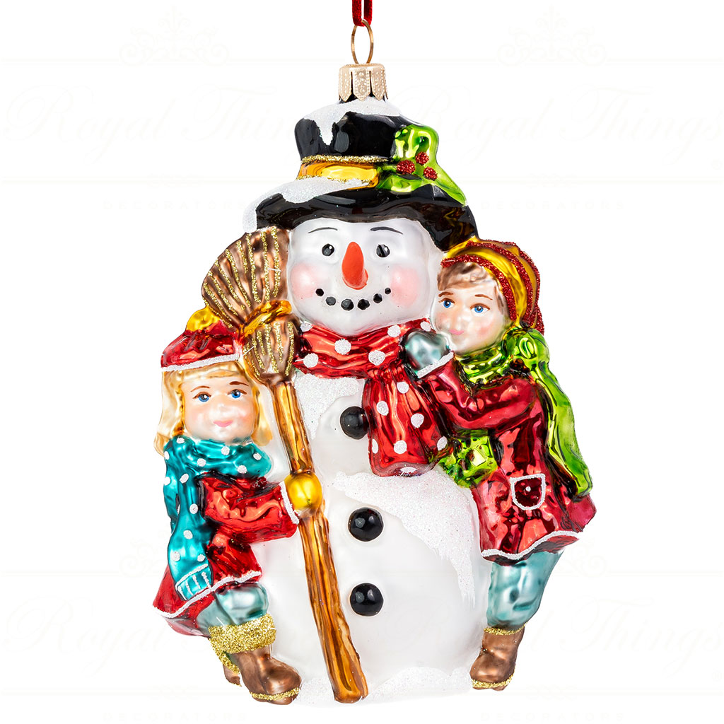 PGA B5016 Polish Glass Art Christmas ornaments frosty the snowman little christmas helpers white brown Pga B5016 Polish Glass Art Christmas Ornaments Frosty The Snowman Little Christmas Helpers White Brown
