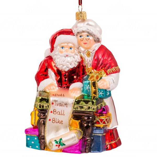 Pga B5019 Polish Glass Art Christmas Ornaments The Claus Couple Favorite Time Of The Year
