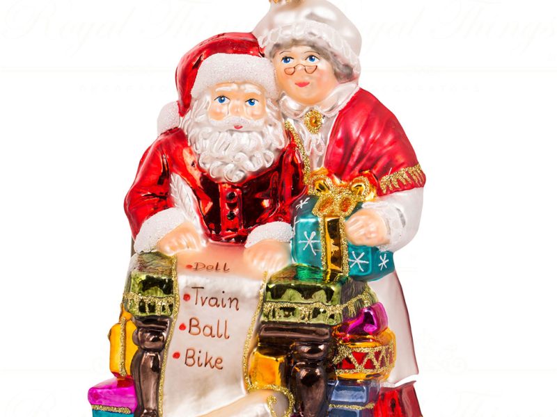 Pga B5019 Polish Glass Art Christmas Ornaments The Claus Couple Favorite Time Of The Year