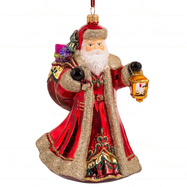 Pga B5026 Polish Glass Art Christmas Ornaments Night Before Christmas Santa Red White Gold