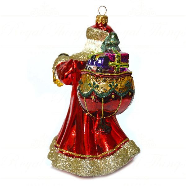 Pga B5026 Polish Glass Art Christmas Ornaments Night Before Christmas Santa Red White Gold Back