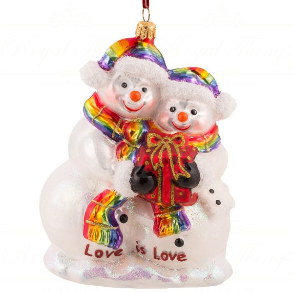 Pga B5034polish Glass Art Christmas Ornaments Snowy Love Knows No Bounds White Rainbow Lgbt