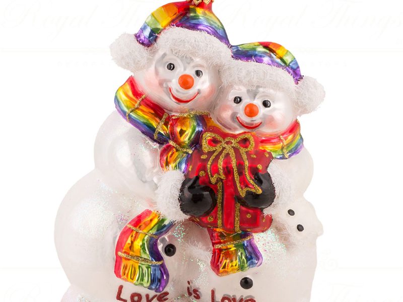 Pga B5034polish Glass Art Christmas Ornaments Snowy Love Knows No Bounds White Rainbow Lgbt