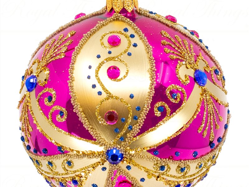 PGA B5109 royal things polish glass art christmas bauble ball enchanting elodie pink gold side