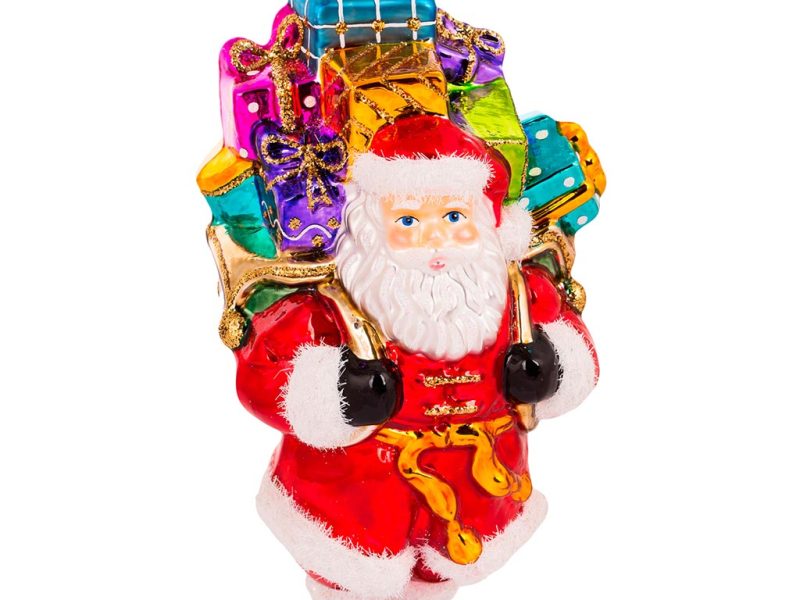 Pga B6010 Polish Glass Art Christmas Ornaments Glass Who Wants A Present From Santa Red Blue