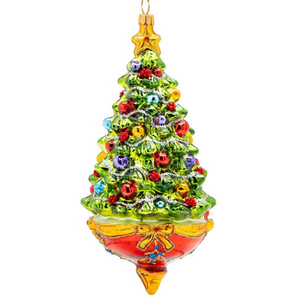 Pga B6031 Polish Glass Art Christmas Ornaments Glass A Shiny Tree Full Of Glee Green Gold