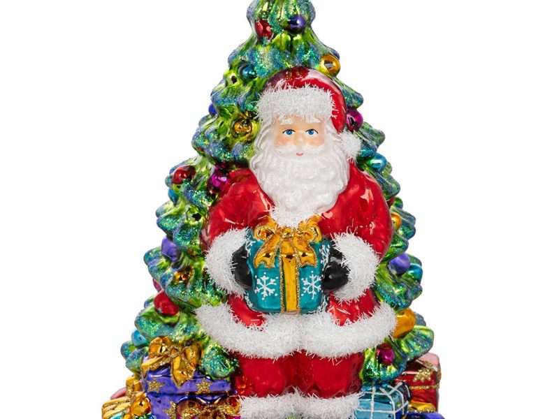 Pga B6035 Polish Glass Art Christmas Ornaments Glass Santa S Giveaway Is Getting Started Green Red