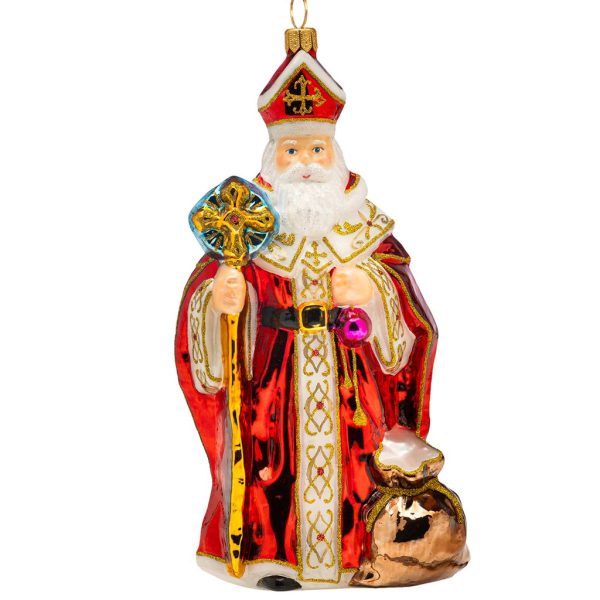 Pga B6041 Polish Glass Art Christmas Ornaments Glass We Re All Singing For Saint Nicolas Red White