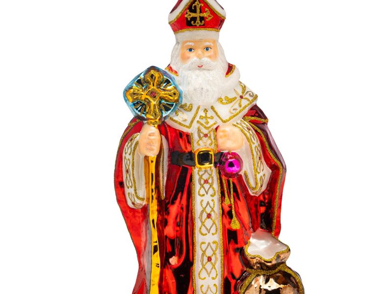 Pga B6041 Polish Glass Art Christmas Ornaments Glass We Re All Singing For Saint Nicolas Red White