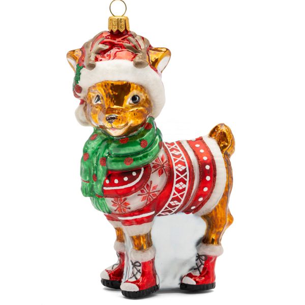 Pga B6043 Polish Glass Art Christmas Ornaments Glass Rudolph S Little Baby Brother Reindeer Red Brown