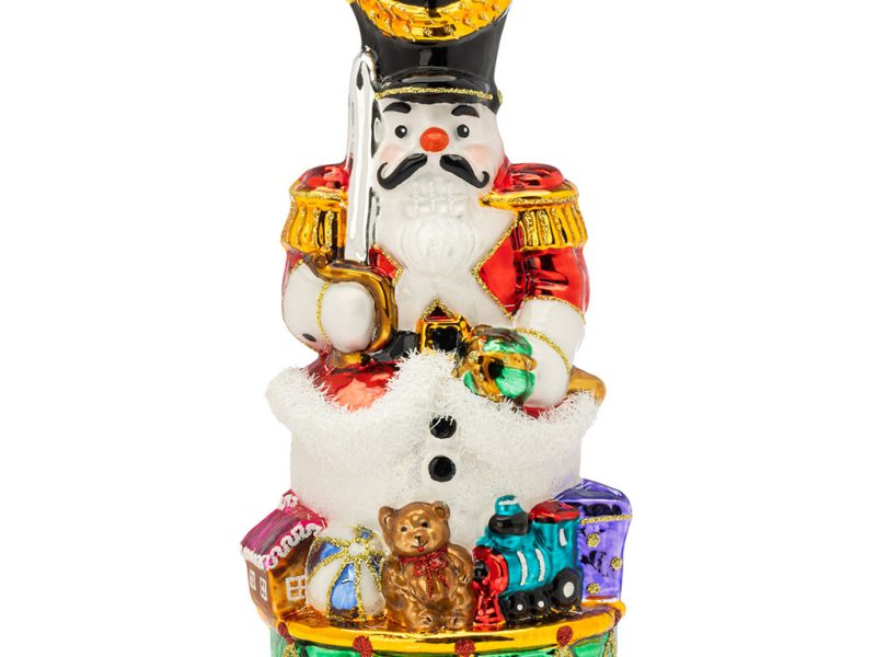 Pga B6044 Polish Glass Art Christmas Ornaments Glass Frosty The Nutcracker White Red