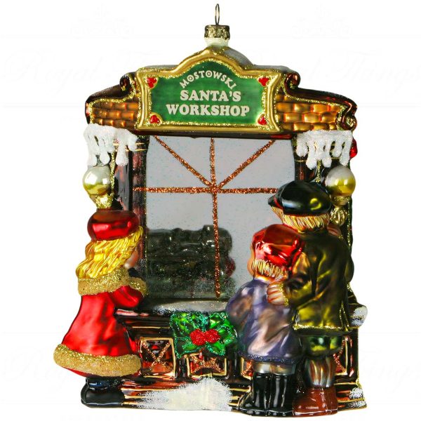 Pga B6045 Polish Glass Art Christmas Ornaments Glass Enchanted By Santa S Workshop Red Red White Front