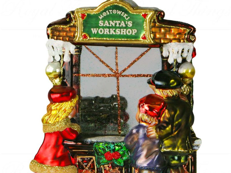 Pga B6045 Polish Glass Art Christmas Ornaments Glass Enchanted By Santa S Workshop Red Red White Front