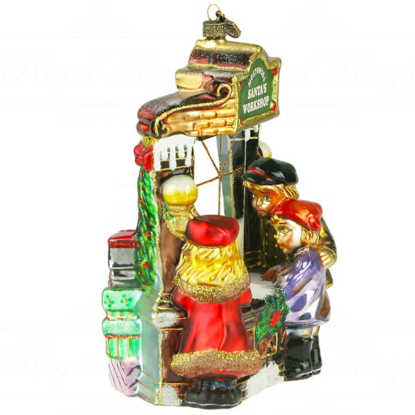 Pga B6045 Polish Glass Art Christmas Ornaments Glass Enchanted By Santa S Workshop Red Red White Side