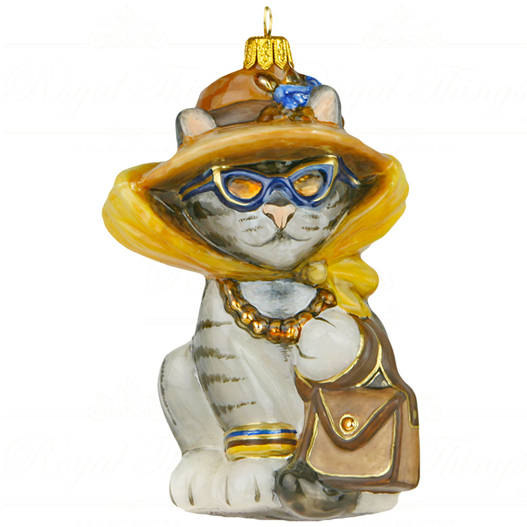 PGA B6046 Polish Glass Art Christmas ornaments Glass I m a Distinguished Lady cream gold Pga B6046 Polish Glass Art Christmas Ornaments Glass I M A Distinguished Lady Cream Gold