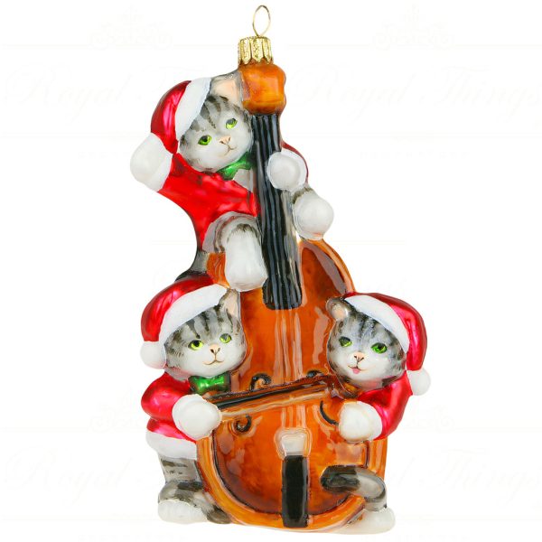 Pga B6047 Polish Glass Art Christmas Ornaments Glass A Cat Tastic Christmas Waltz Red Brown