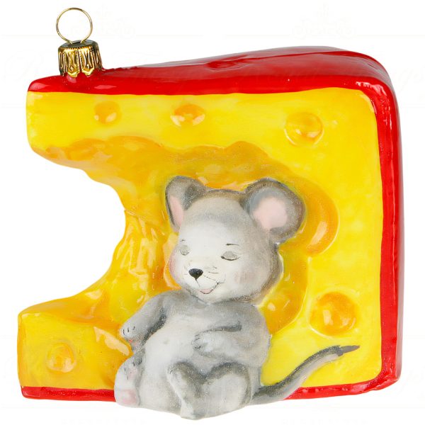 Pga B6051 Polish Glass Art Christmas Ornaments Glass More Cheese Please Yellow Red