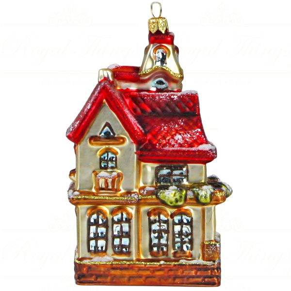 Pga B6055 Polish Glass Art Christmas Ornaments Glass The London Victorian House Red Gold