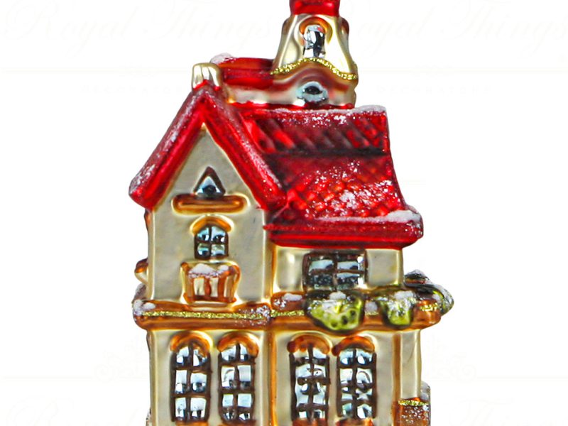 Pga B6055 Polish Glass Art Christmas Ornaments Glass The London Victorian House Red Gold