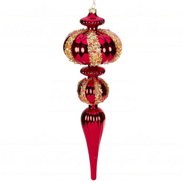 Pl 52914 Goodwill Christmas Ornaments Sequin Stripe Display Final Ornament Red Gold