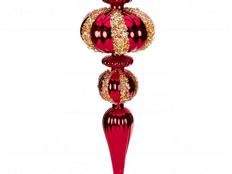 Pl 52914 Goodwill Christmas Ornaments Sequin Stripe Display Final Ornament Red Gold