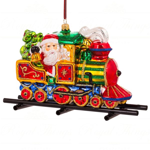 Polish Glass Art Christmas Ornament Choo Choo Through Christmas Train Red Green Multi Pga B3019