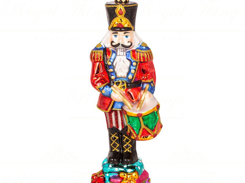 Polish Glass Art Christmas Ornament Drumming The Drum Nutcracker Red Green Multi Pga B3047