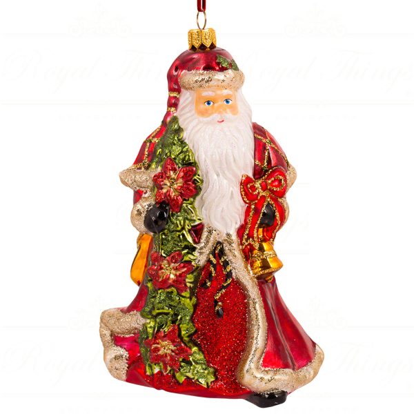 Polish Glass Art Christmas Ornament Flower Power Santa Red White Green Pga B3030