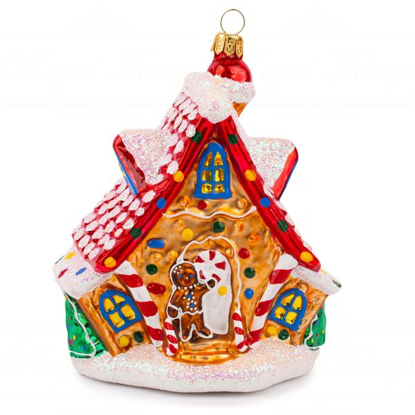 Polish Glass Art Christmas Ornament Grandmother Sweet House Red Green Gold Pga B3025