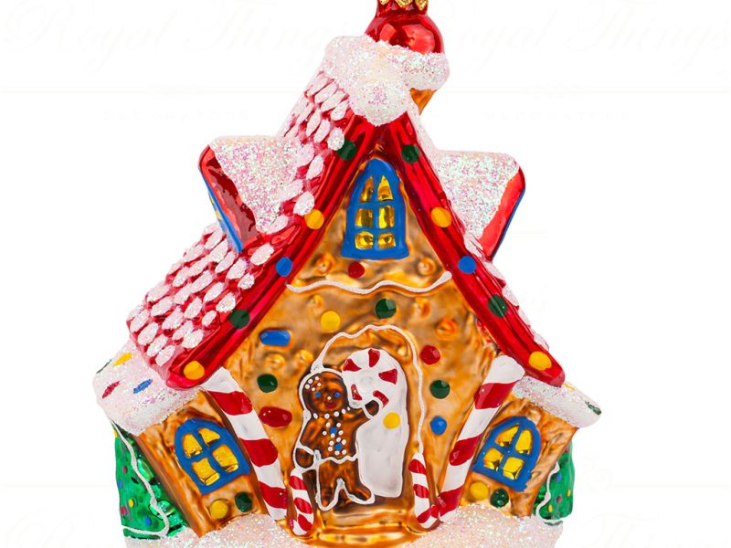 Polish Glass Art Christmas Ornament Grandmother Sweet House Red Green Gold Pga B3025