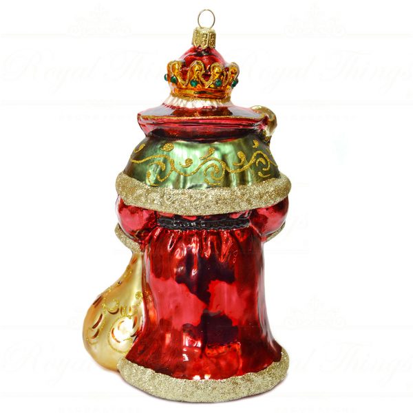 Polish Glass Art Christmas Ornament King Of Old Santa Red White Gold Pga B20015 Back