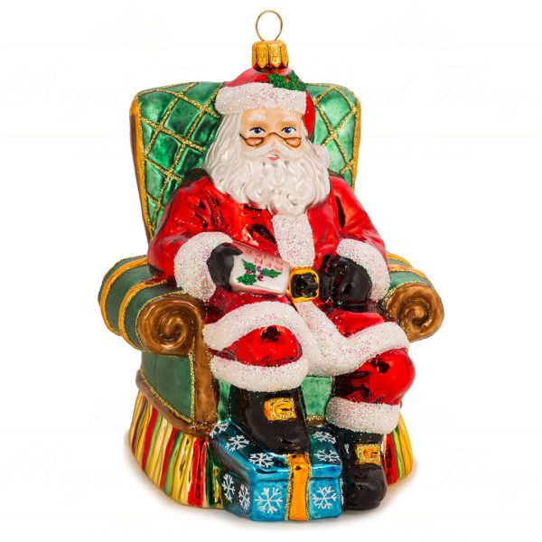 Polish Glass Art Christmas Ornament Santa Gathering Strenght For The Long Night Red Green Multi Pga B3026