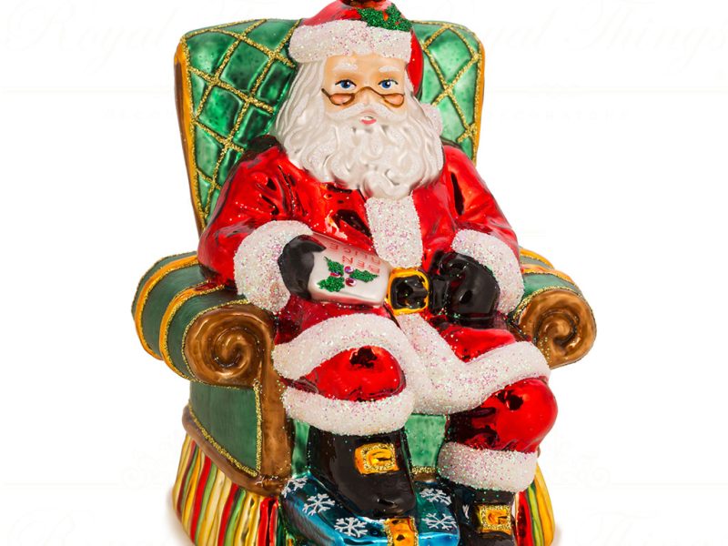Polish Glass Art Christmas Ornament Santa Gathering Strenght For The Long Night Red Green Multi Pga B3026