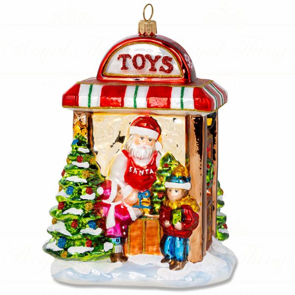 Polish Glass Art Christmas Ornament Santa Marvelous Toyshop Red White Gold Pga B4023