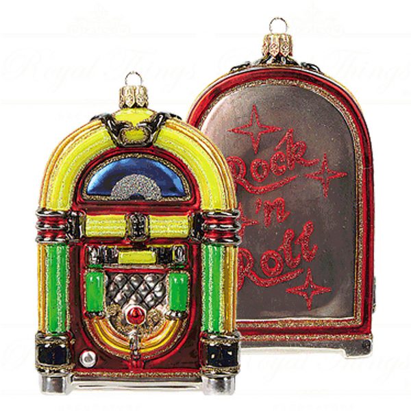 Polish Glass Art Christmas Ornament Vintage Jukebox Brown Green Yellow Pga B2096