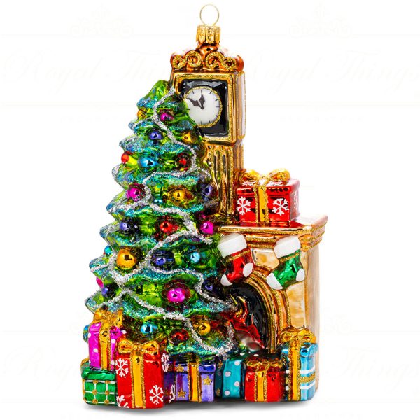 Polish Glass Art Christmas Ornament We Are All Set For Christmas Green Gold Multicolor Pga B4028