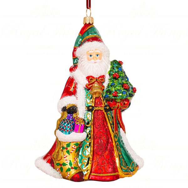 Polish Glass Art Christmas Ornament Whimsical Toyshop Santa Red Green Multi Pga B3050