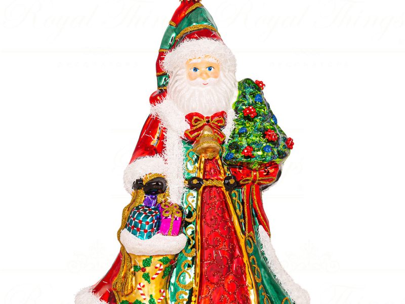 Polish Glass Art Christmas Ornament Whimsical Toyshop Santa Red Green Multi Pga B3050