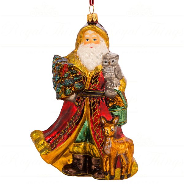 Polish Glass Art Christmas Ornament Wise Man In The Woods Gold Red Green Pga B3043