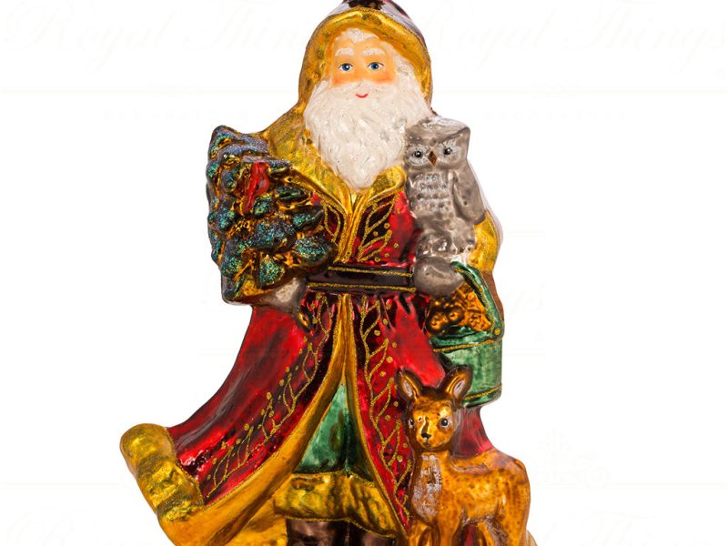 Polish Glass Art Christmas Ornament Wise Man In The Woods Gold Red Green Pga B3043