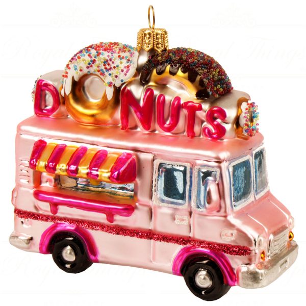 Polish Glass Art Christmas Ornaments Sweet Elf Donuts Truck Pink Brown Pga B3004