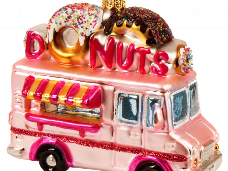 Polish Glass Art Christmas Ornaments Sweet Elf Donuts Truck Pink Brown Pga B3004
