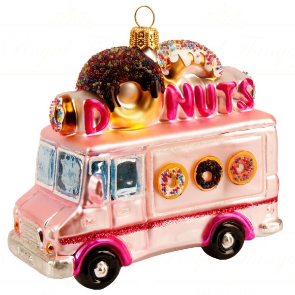 Polish Glass Art Christmas Ornaments Sweet Elf Donuts Truck Pink Brown Pga B3004 Back