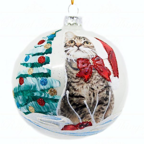 Royal Things Polish Glass Art Christmas Bauble Ball Wonderful Wilhelmina White Green Red Pga B2074