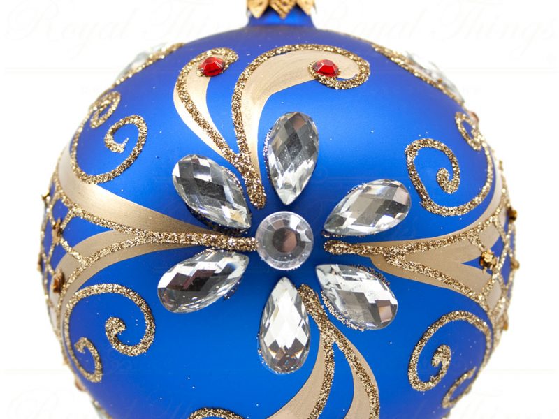 Royal Things Refined Glass Christmas Bauble Ball Blue Gold Magic Michael Bl102