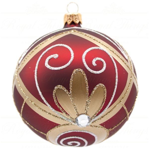 Royal Things Refined Glass Christmas Bauble Ball Burgundy Gold Lovely Diana Pk100