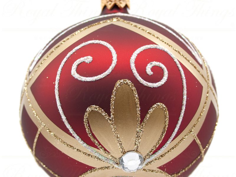 Royal Things Refined Glass Christmas Bauble Ball Burgundy Gold Lovely Diana Pk100