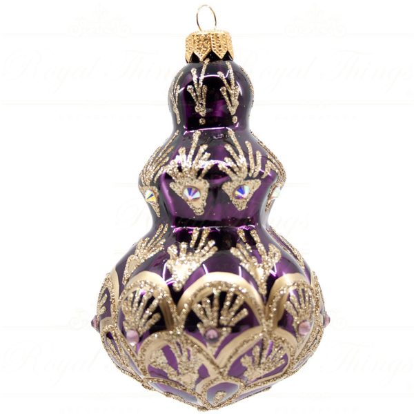Royal Things Refined Glass Christmas Bauble Ball Dark Purple Gold Vivit Violet Pp100