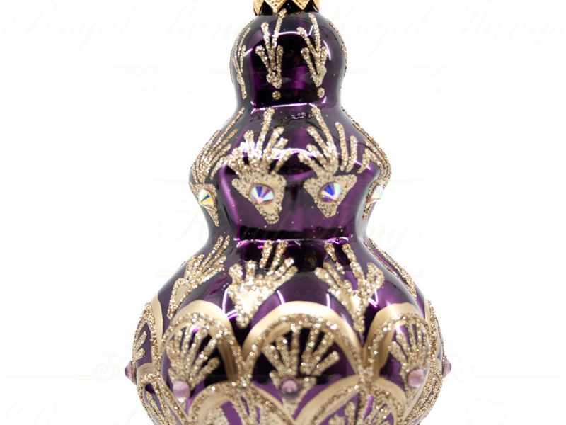 Royal Things Refined Glass Christmas Bauble Ball Dark Purple Gold Vivit Violet Pp100